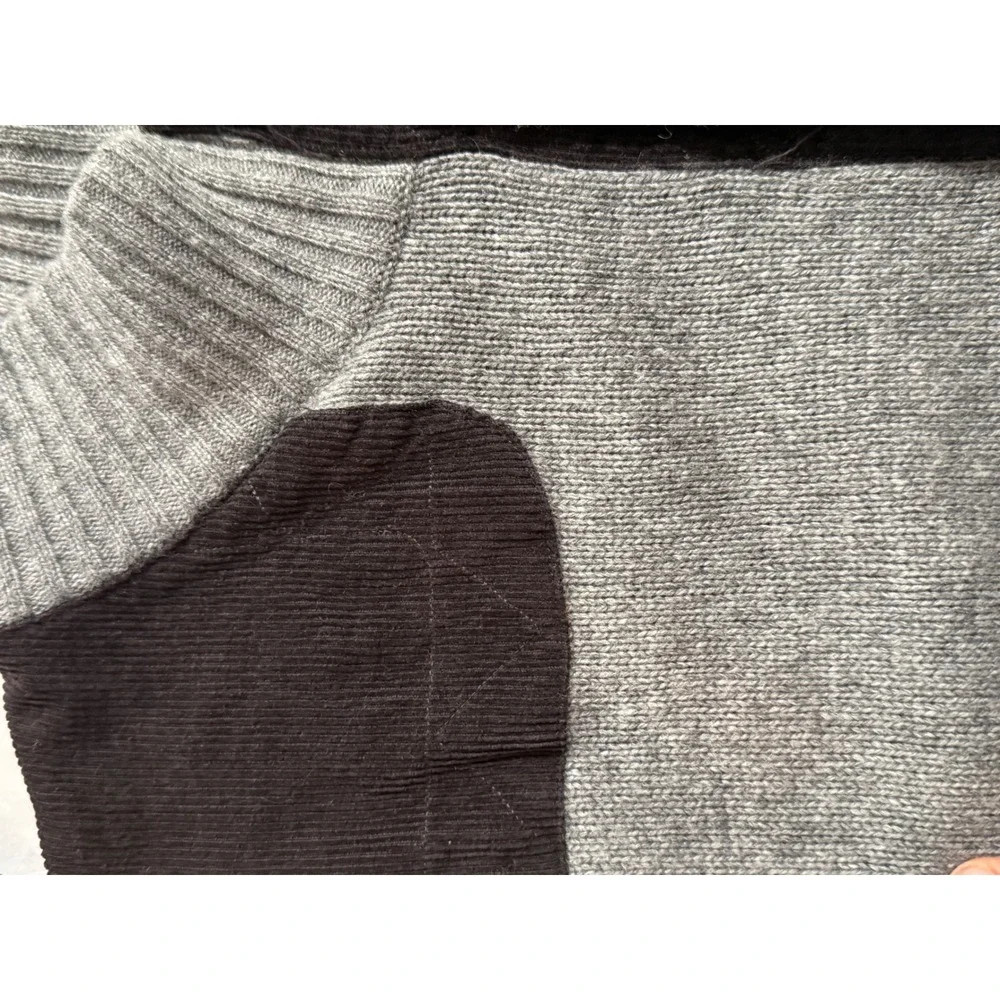 Marc Ecko Cut & Sew Mens Grey Wool Blend Corduroy Patch‎ Mock Neck Sweater XL
